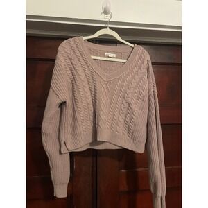 Aeropostale Womens Crop Sweater Size XL Pink Cable Knit  Y2K
